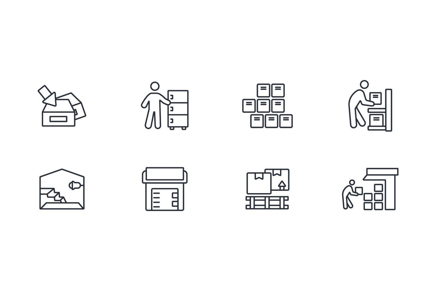 storage icon set..Editable stroke.linear style sign for use web design,logo.Symbol illustration. vector