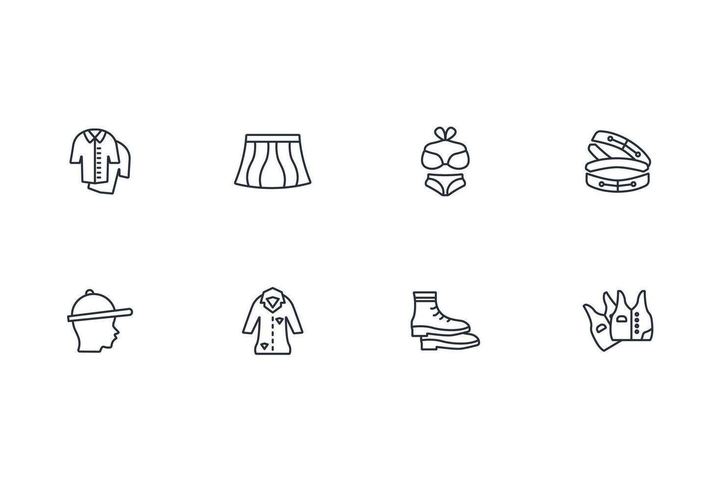 Clothes icon set..Editable stroke.linear style sign for use web design,logo.Symbol illustration. vector