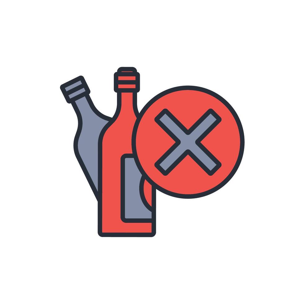 no alcohol icon. .Editable stroke.linear style sign for use web design,logo.Symbol illustration. vector