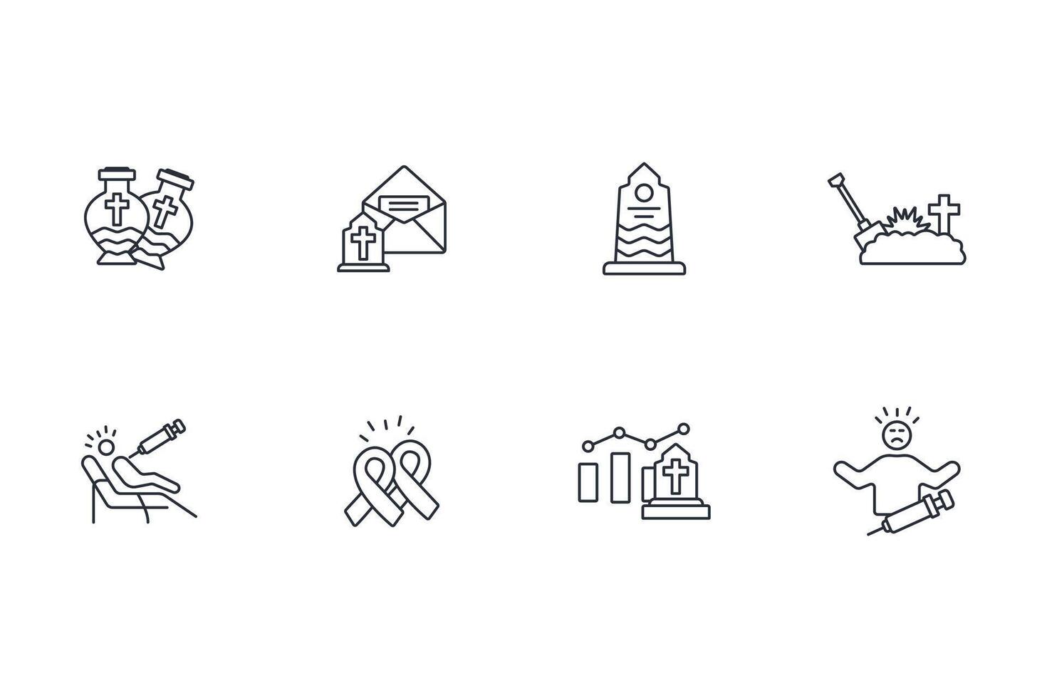 death icon set..Editable stroke.linear style sign for use web design,logo.Symbol illustration. vector