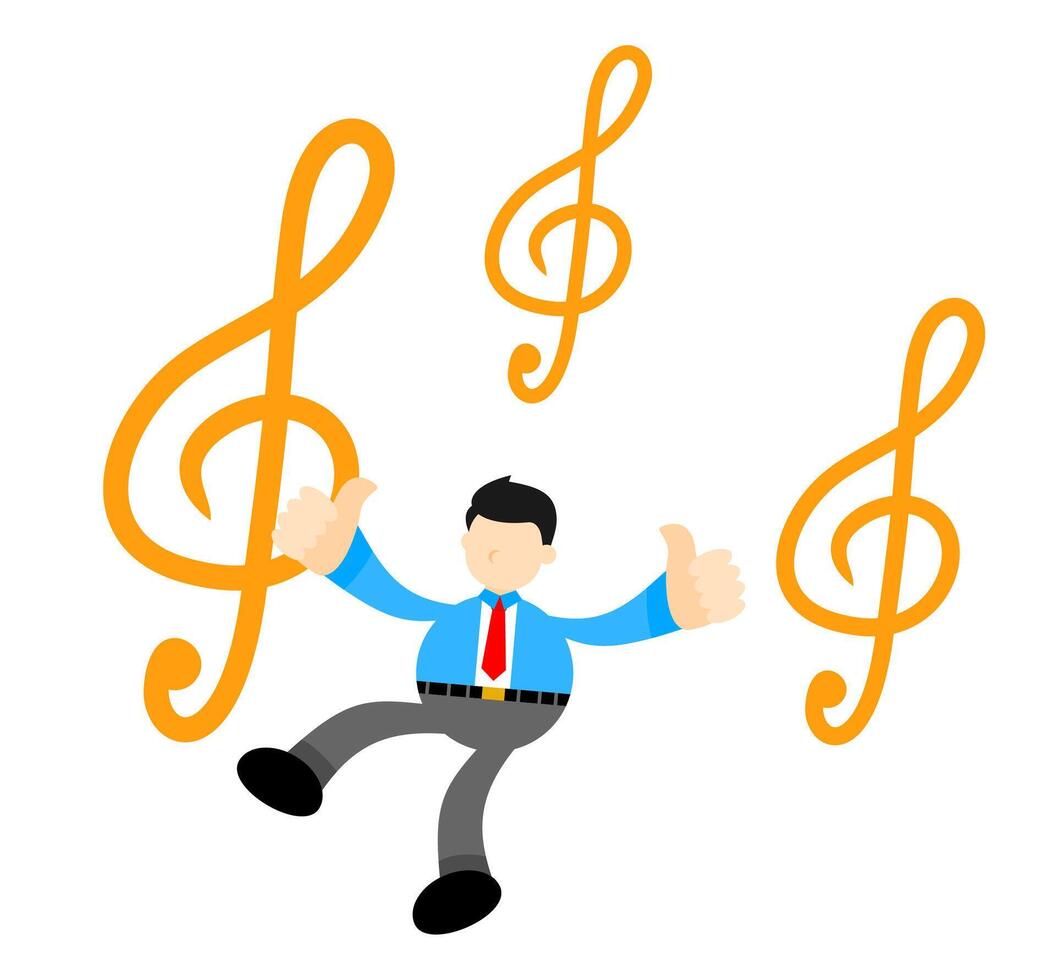 A man is jumping with music notes around him vector