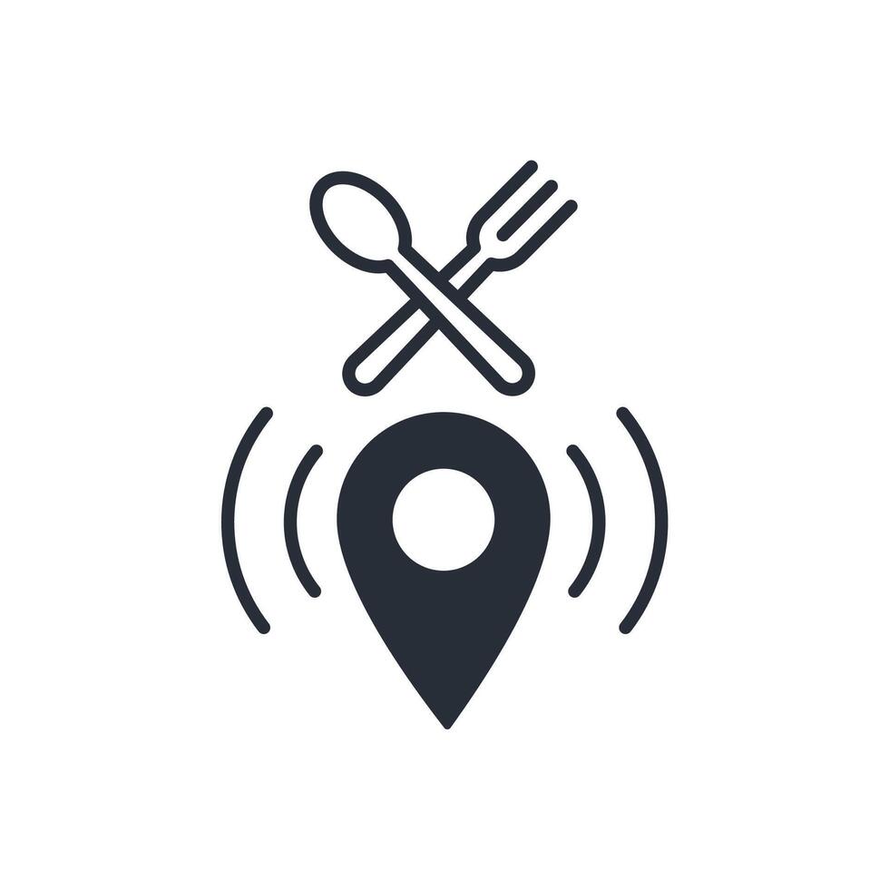 Location food icon. .Editable stroke.linear style sign for use web design,logo.Symbol illustration. vector