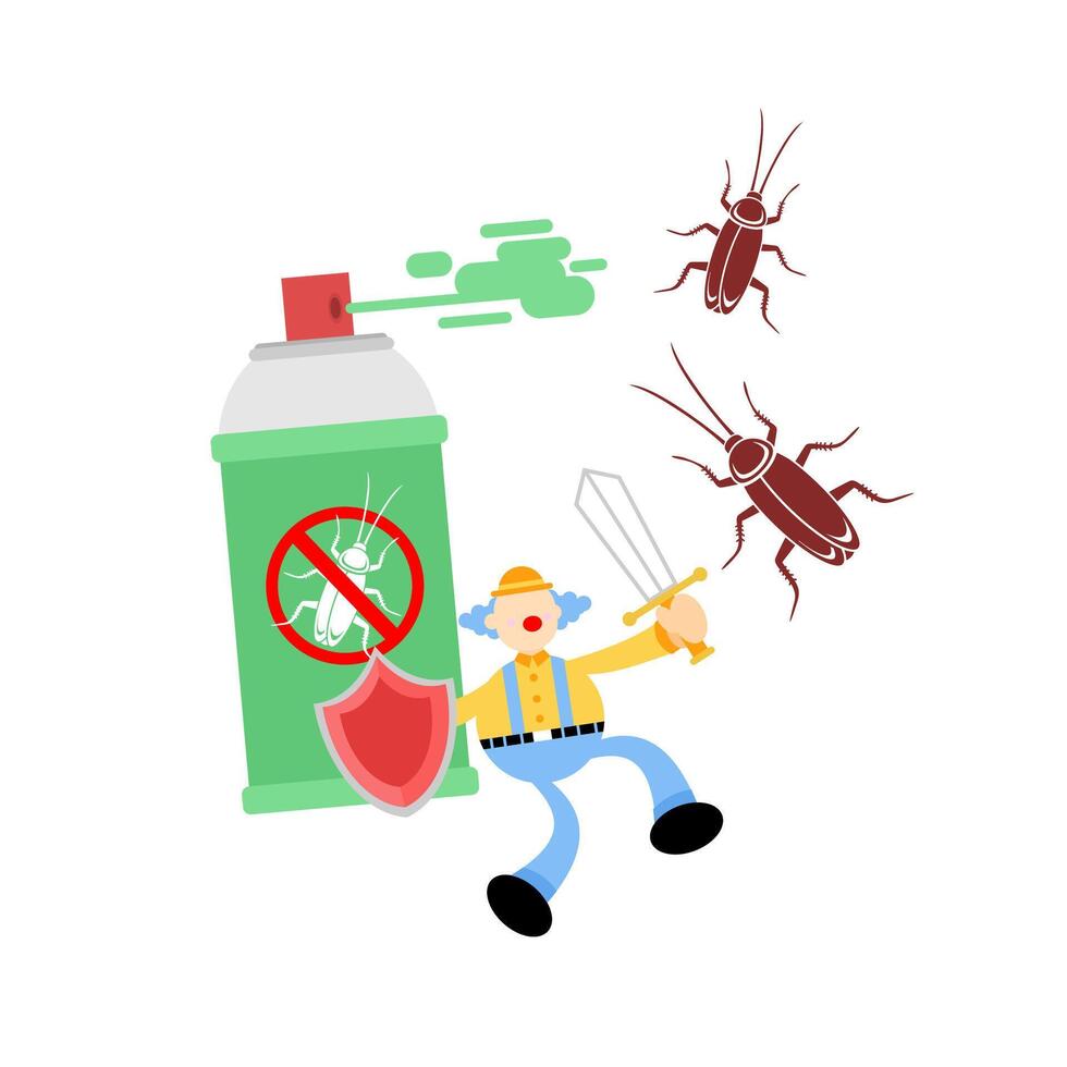 A cartoon man is spraying a bug spray vector