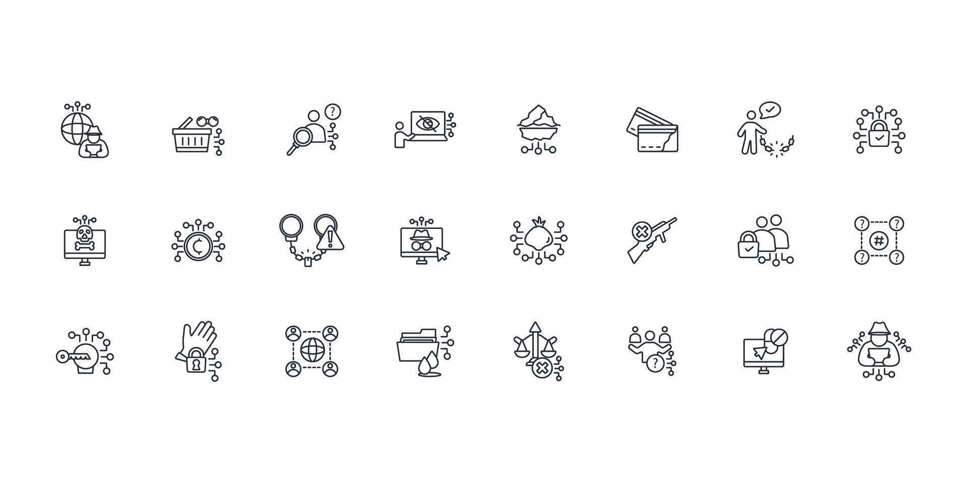 Dark web icon set..Editable stroke.linear style sign for use web design,logo.Symbol illustration. vector