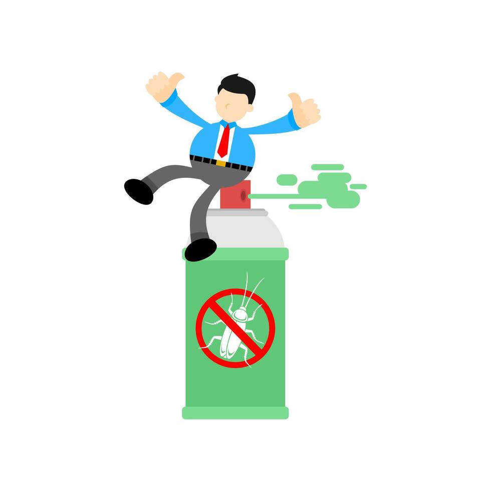 A cartoon man is sitting on top of a spray can vector