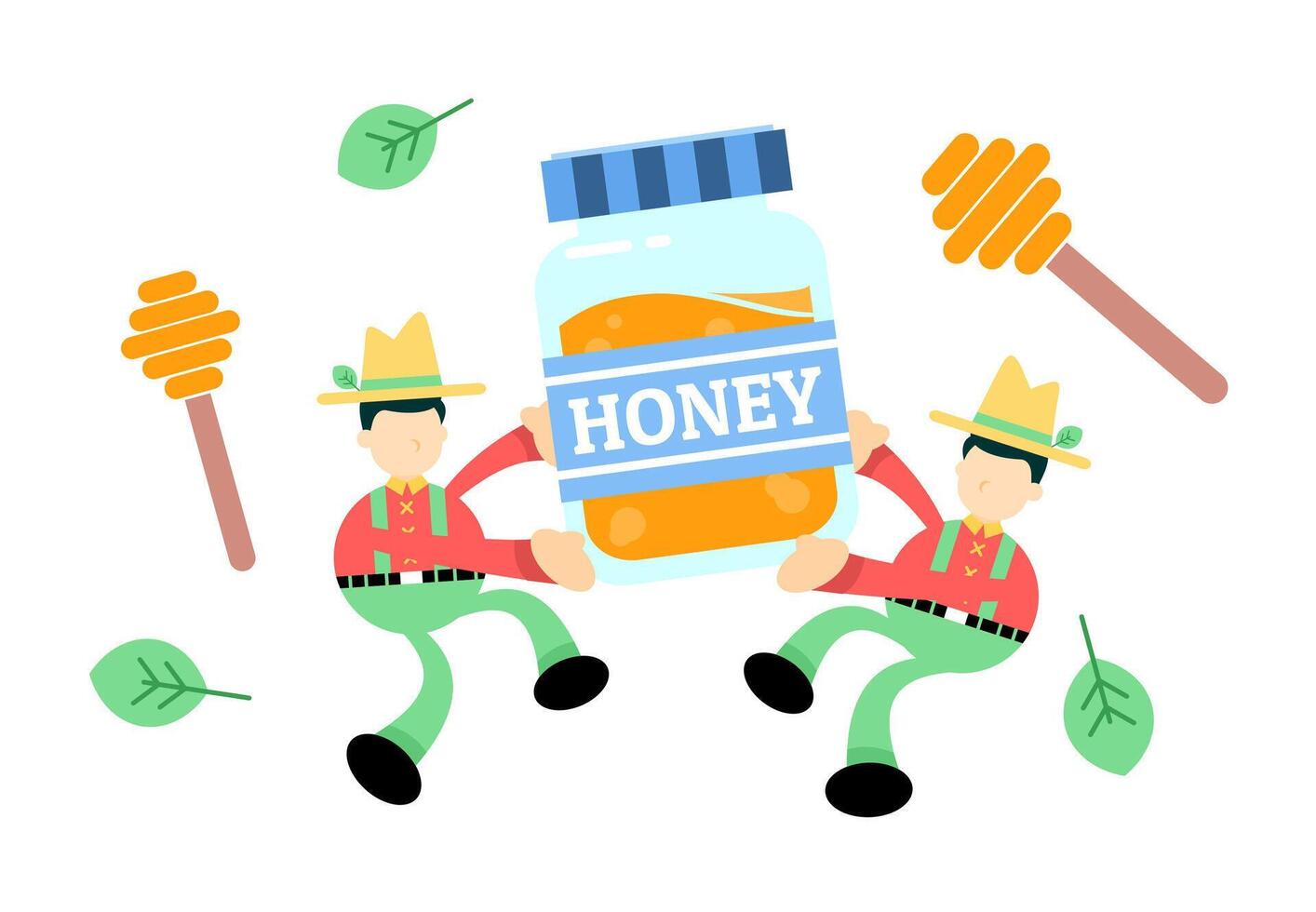 Two men carrying a jar of honey vector