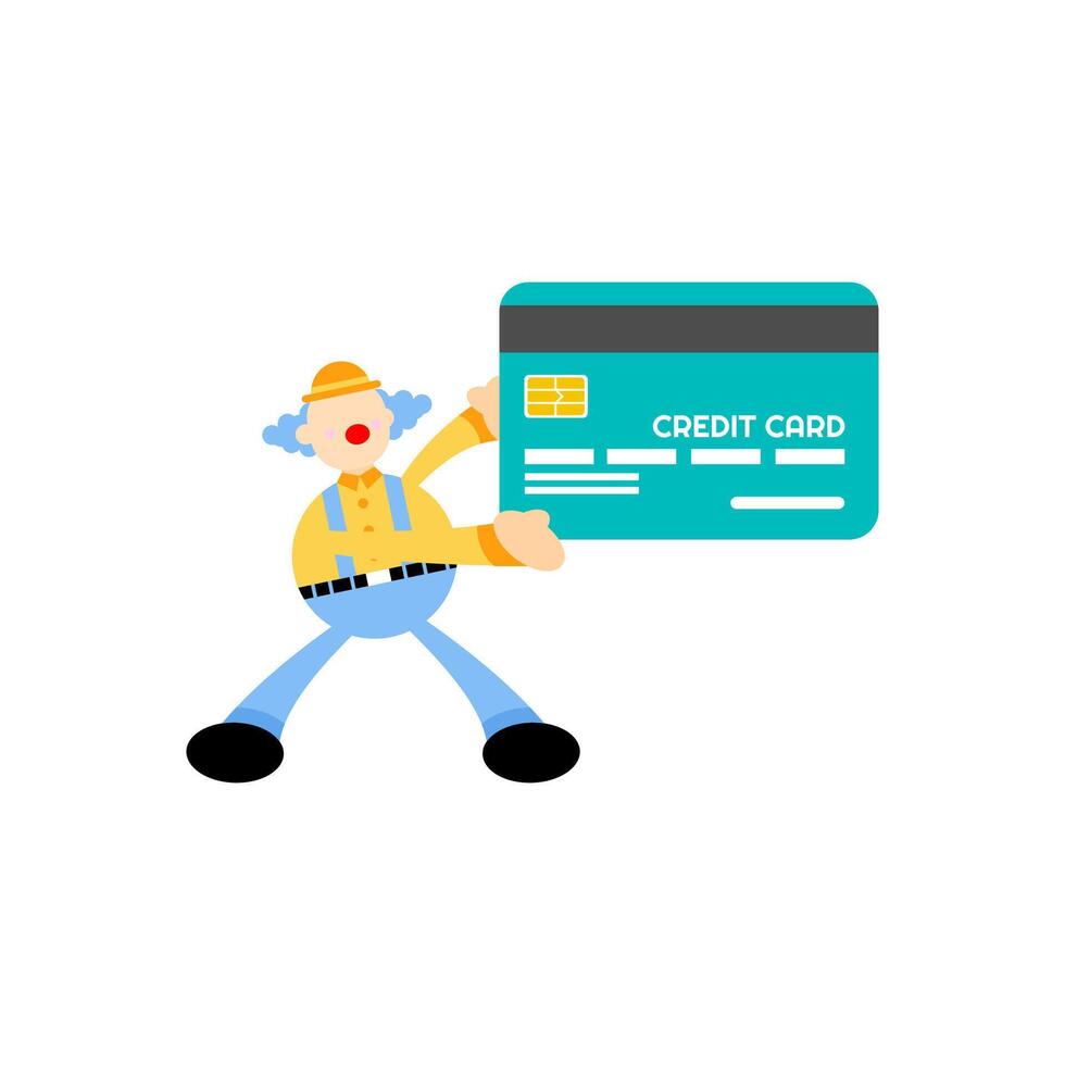 A cartoon man holding a credit card vector
