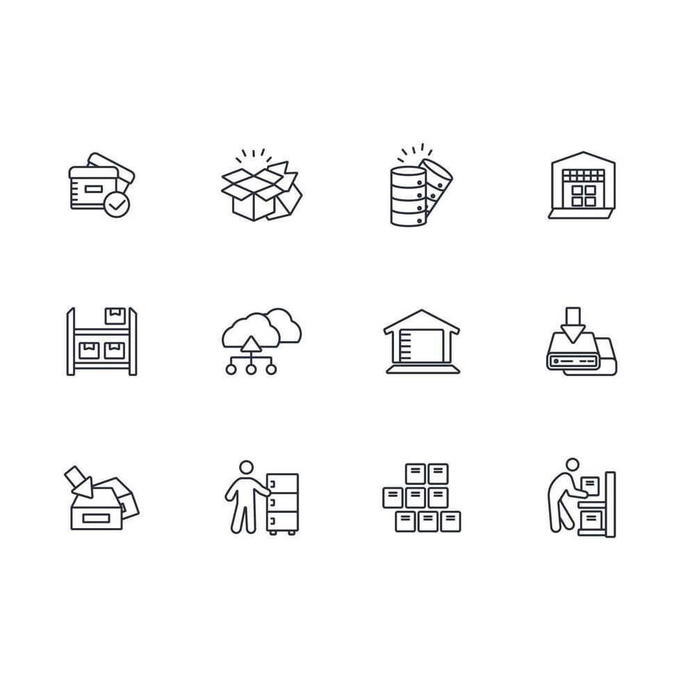 storage icon set..Editable stroke.linear style sign for use web design,logo.Symbol illustration. vector