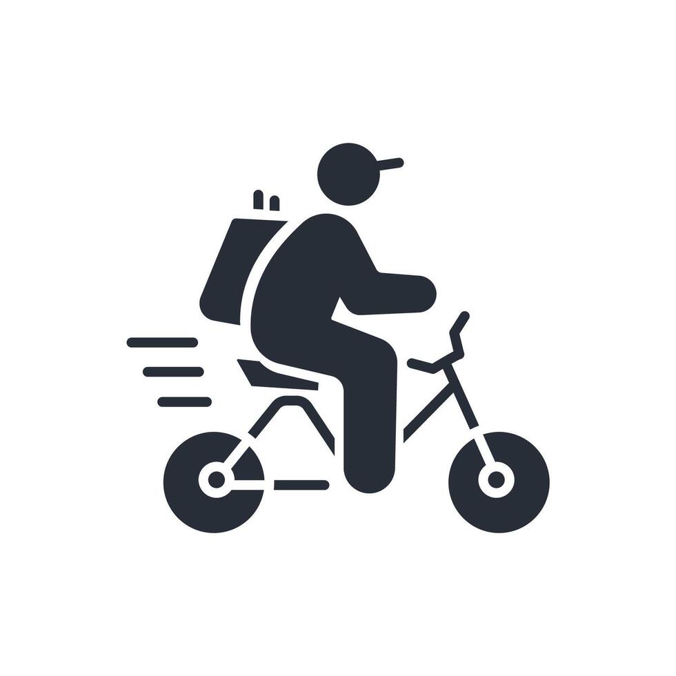 bike delivery icon. .Editable stroke.linear style sign for use web design,logo.Symbol illustration. vector