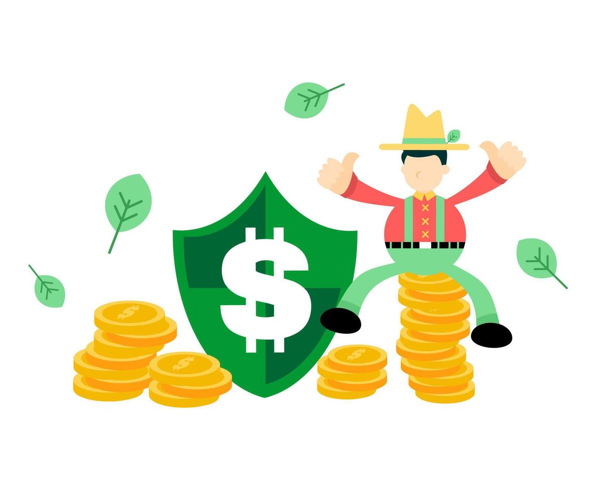 A man is sitting on top of stacks of money vector