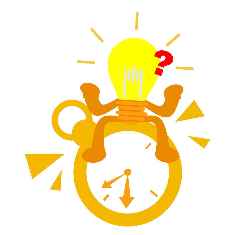 A cartoon character is sitting on top of a clock vector