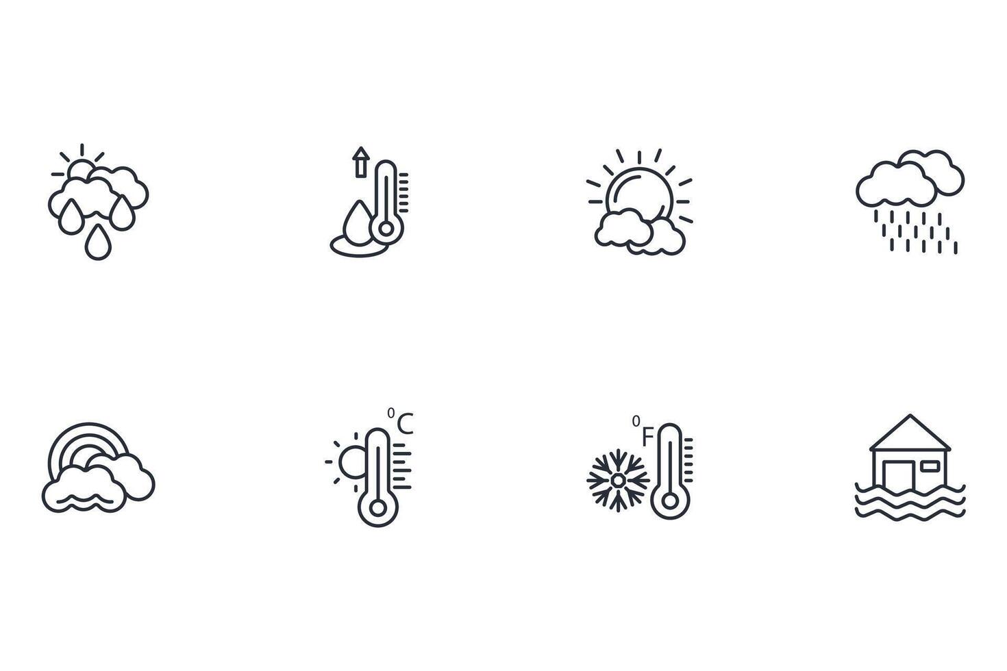 Weather icon set..Editable stroke.linear style sign for use web design,logo.Symbol illustration. vector
