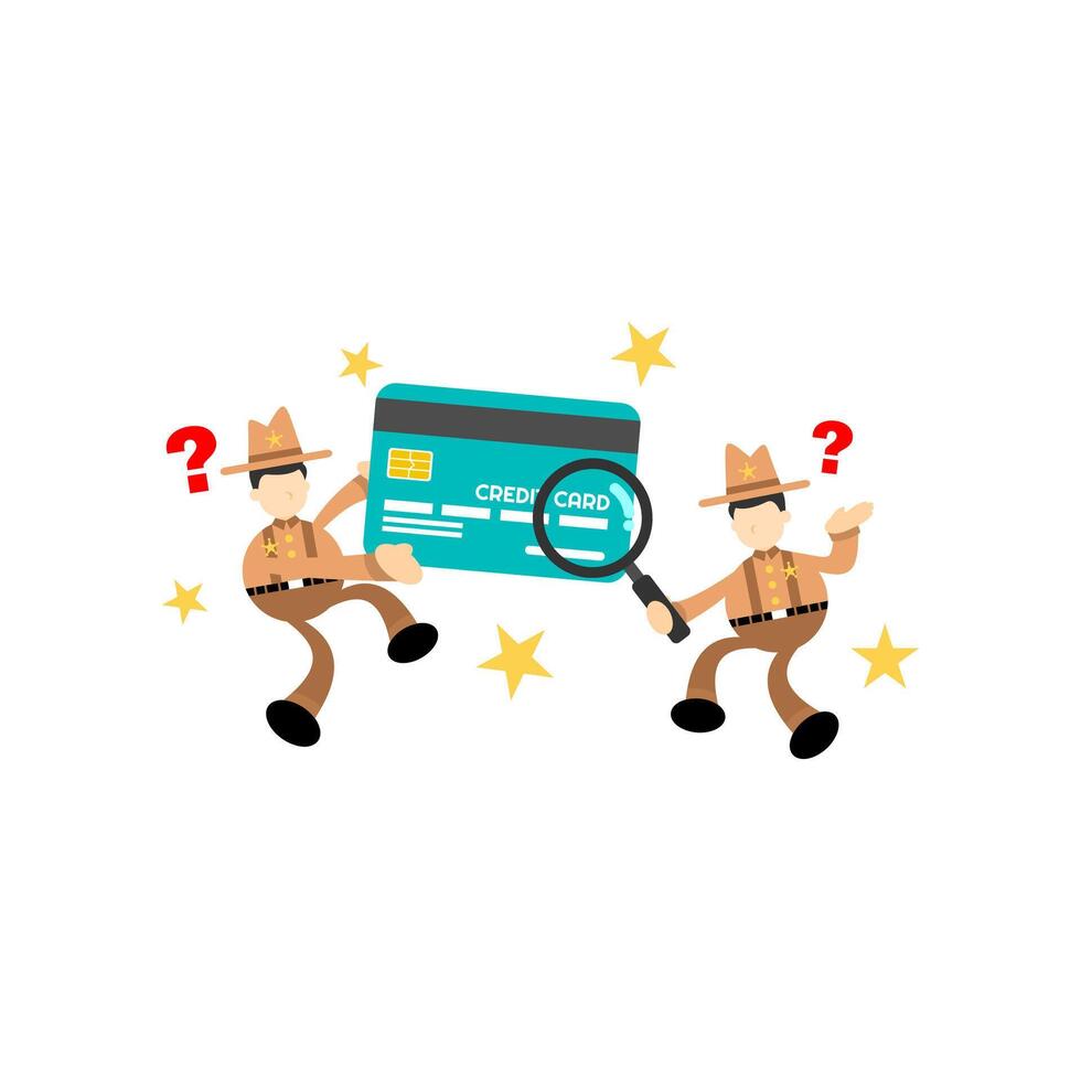 Two people in cowboy hats are holding a credit card vector