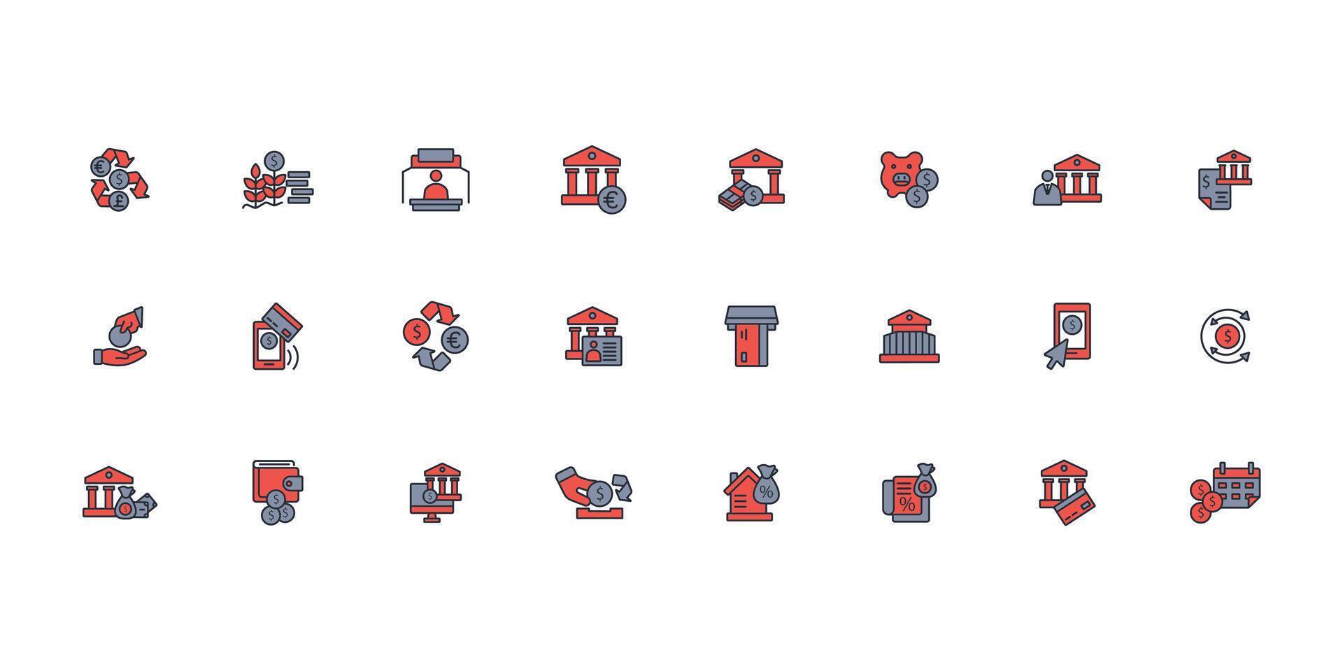 Bank icon set..Editable stroke.linear style sign for use web design,logo.Symbol illustration. vector