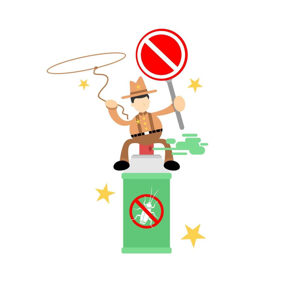 A cartoon man sitting on top of a can of spray paint vector