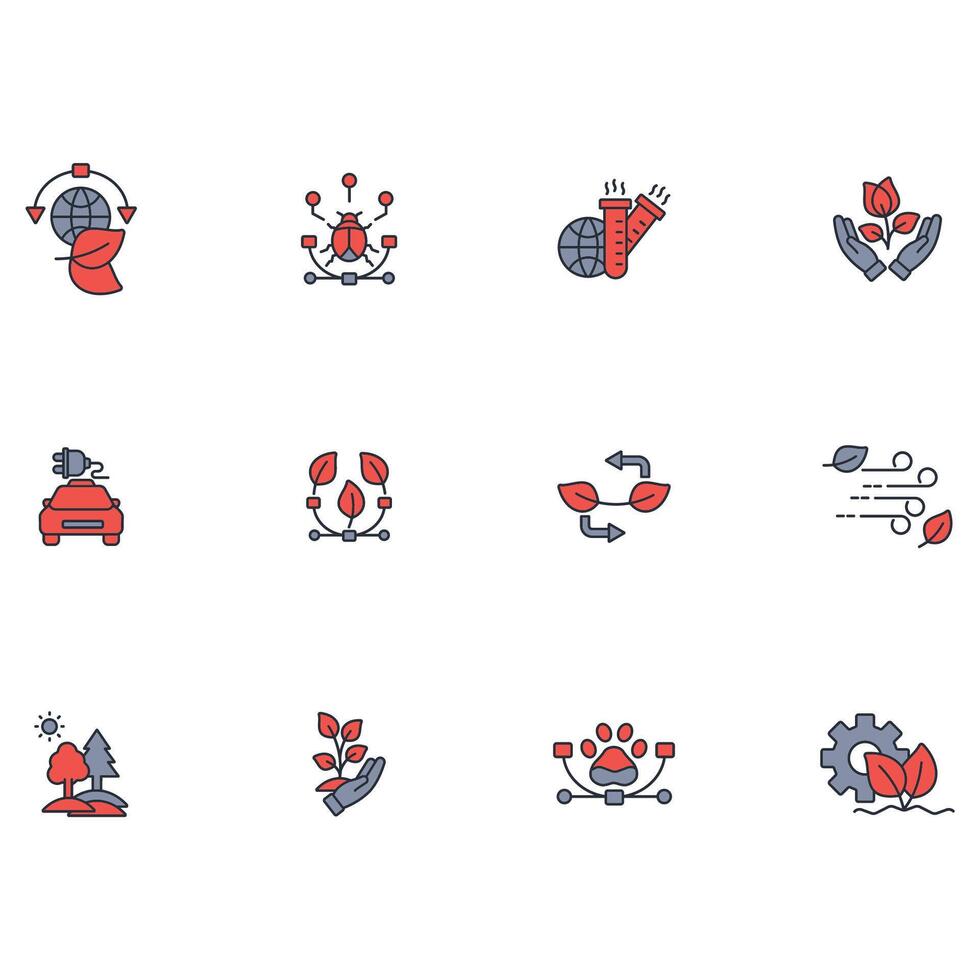 Environment icon set..Editable stroke.linear style sign for use web design,logo.Symbol illustration. vector
