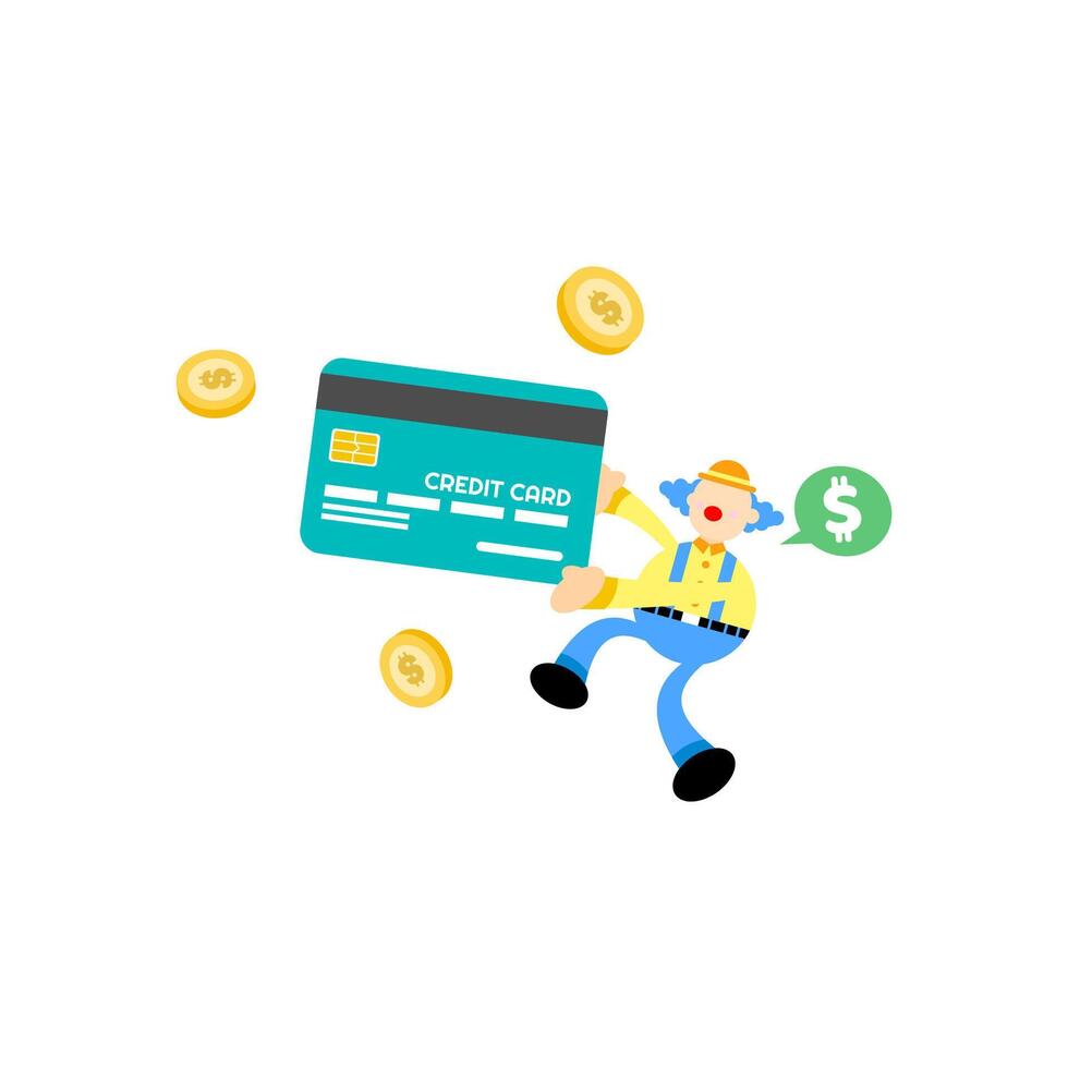 A cartoon man holding a credit card and money vector