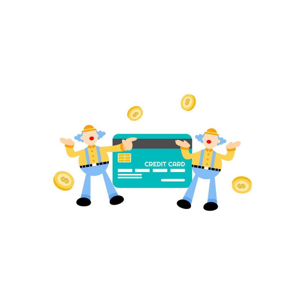 Two men holding up a credit card vector