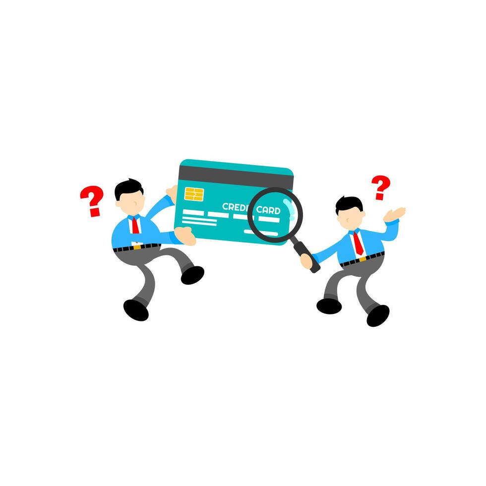 Two people are holding a credit card vector