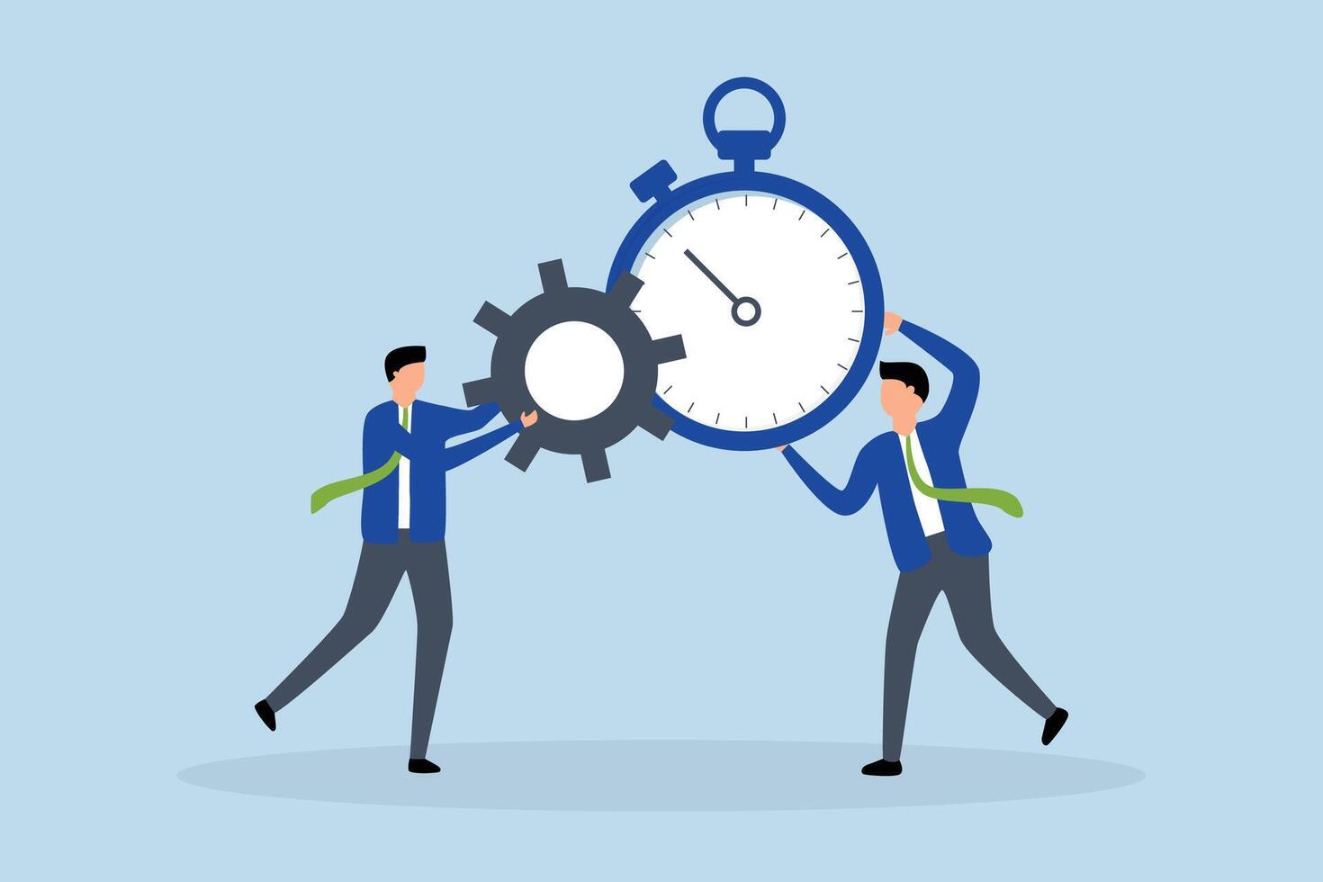 Efficiency or productivity, Businessman optimize efficiency by combining clock timer and gear cogwheel. vector