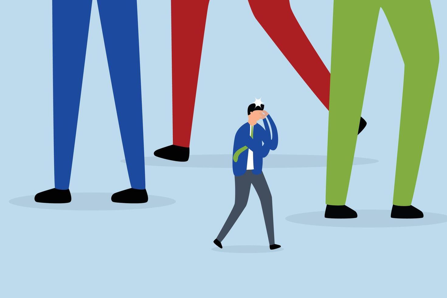 Culture shock after change new job, Upset businessman experiencing culture shock following move to new office. vector