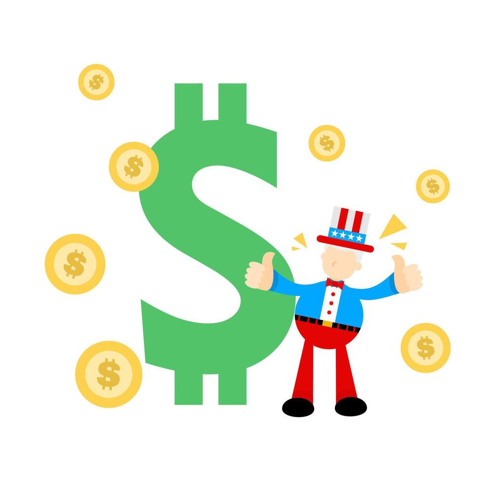 Money symbol with uncle sam vector