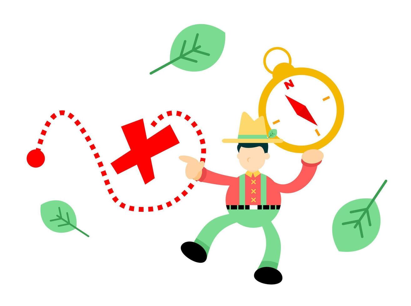 A man with a compass and a red arrow vector