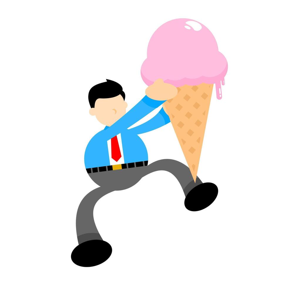 A cartoon man in a tie is holding an ice cream cone vector