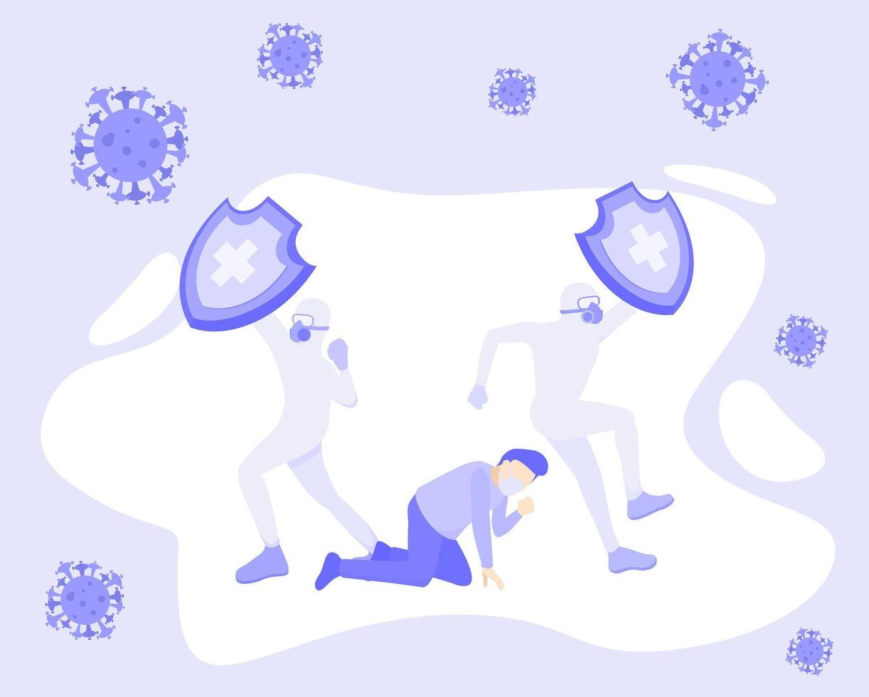 Illustration of people with masks and shields vector