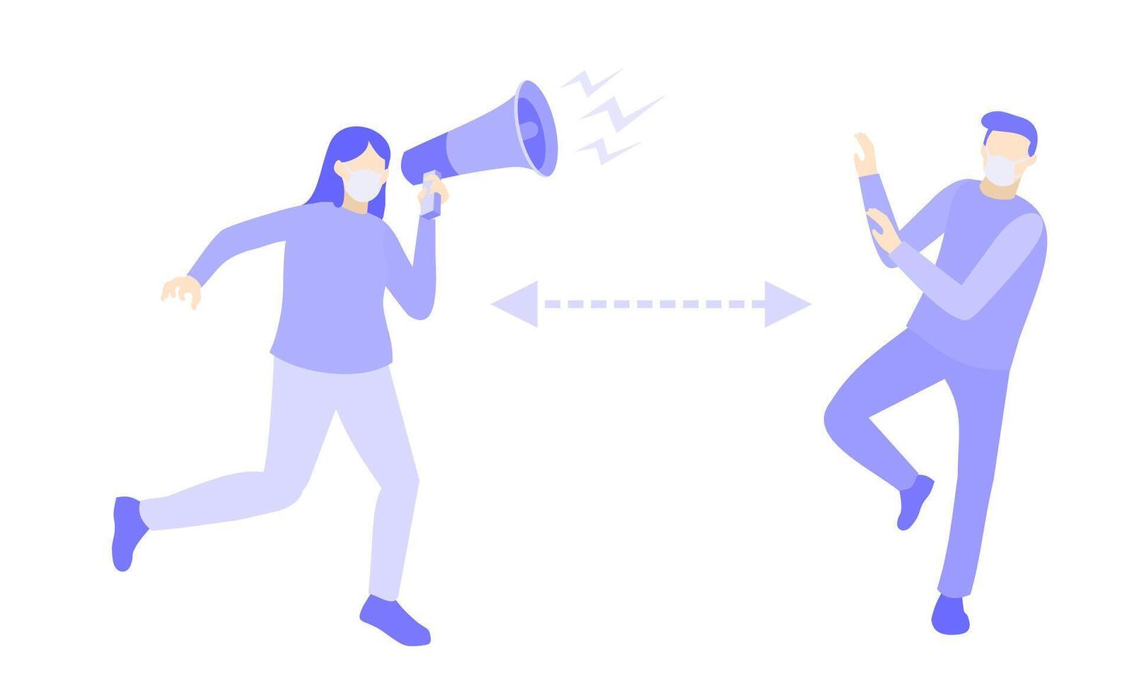 Two people are yelling at each other with a megaphone vector