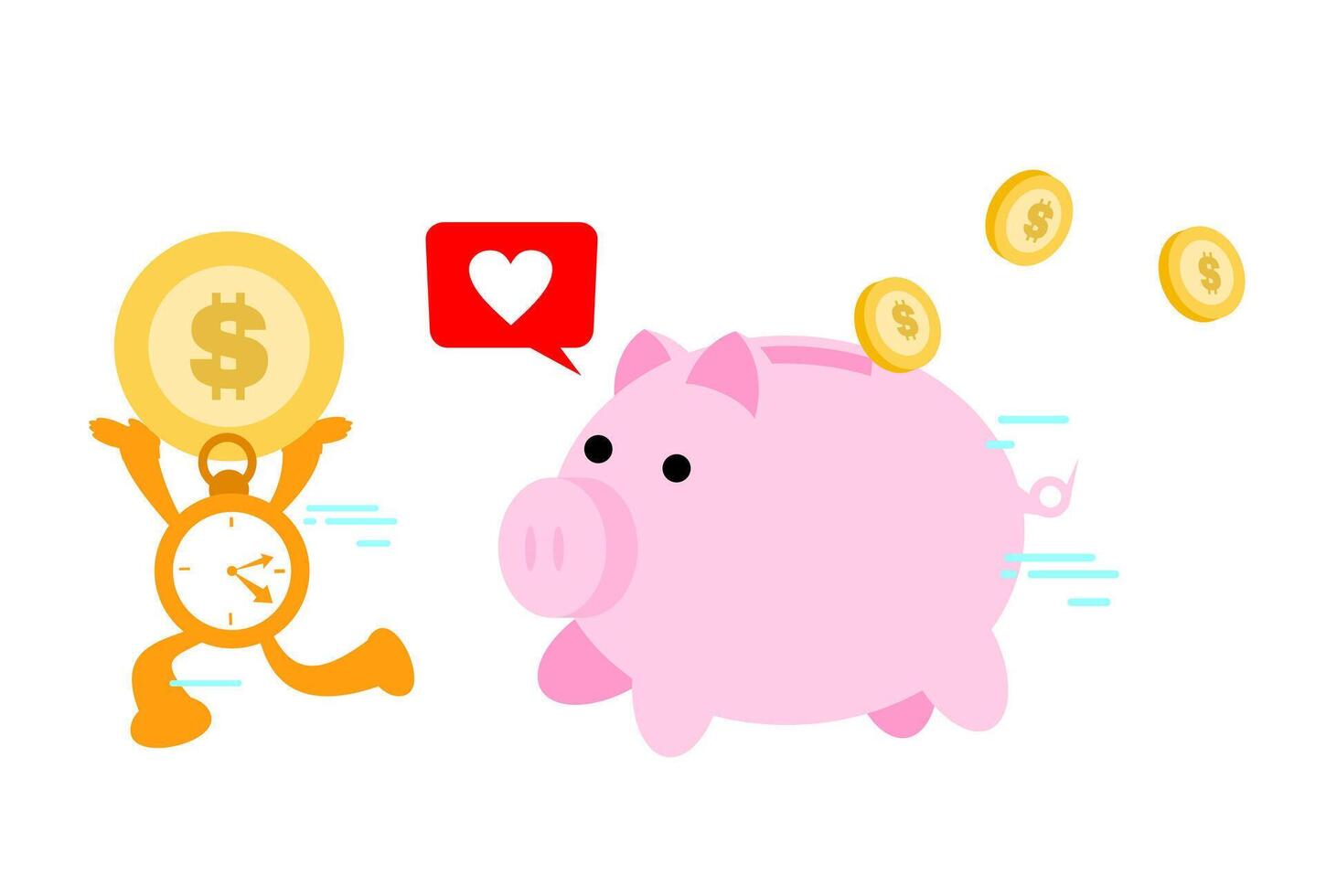 A piggy bank and a monkey holding a coin vector