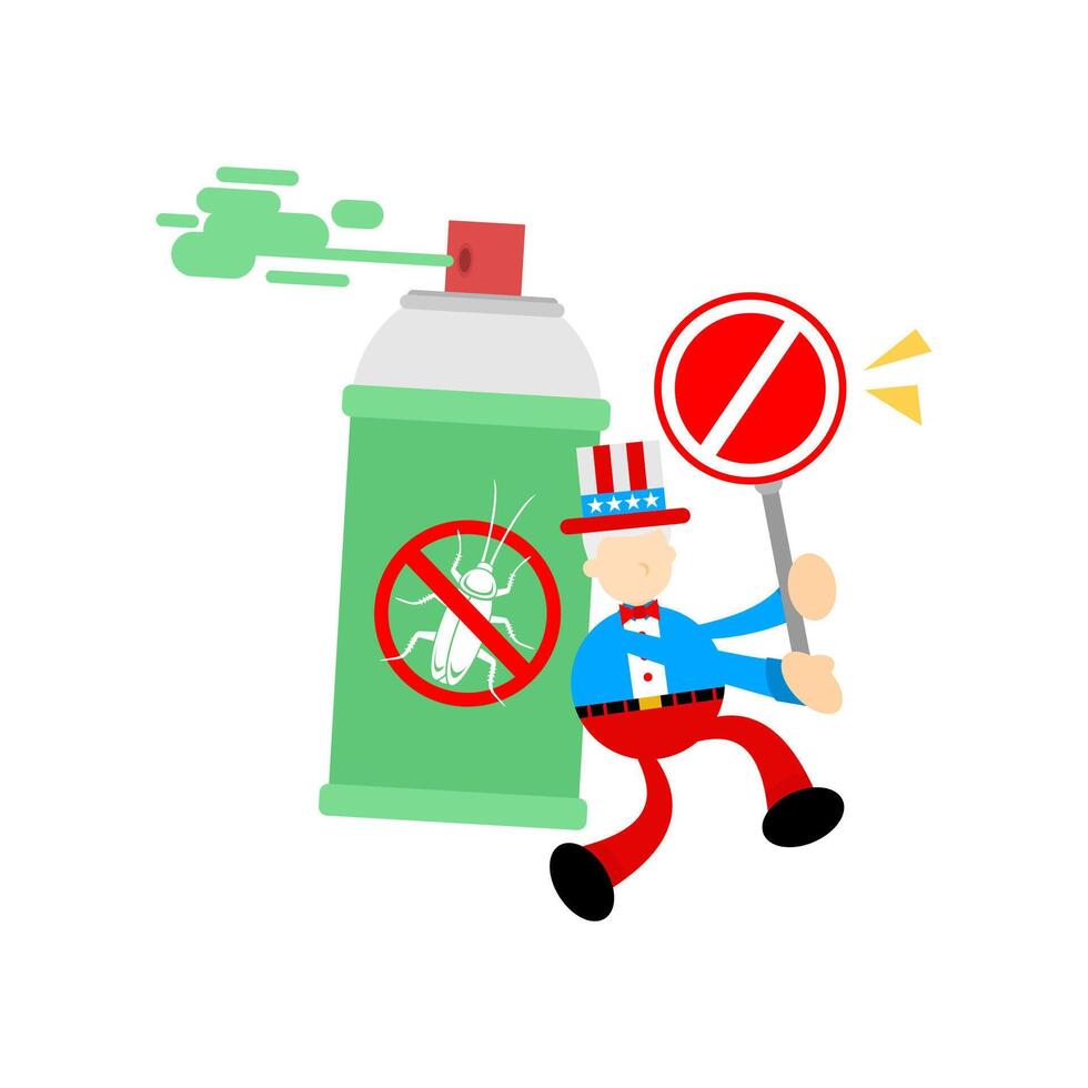 A cartoon man holding a can of spray paint and a sign that says no spray vector