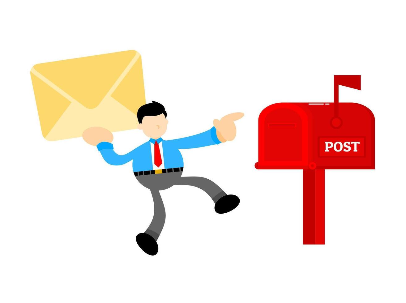 Businessman with mail in hand and post box vector
