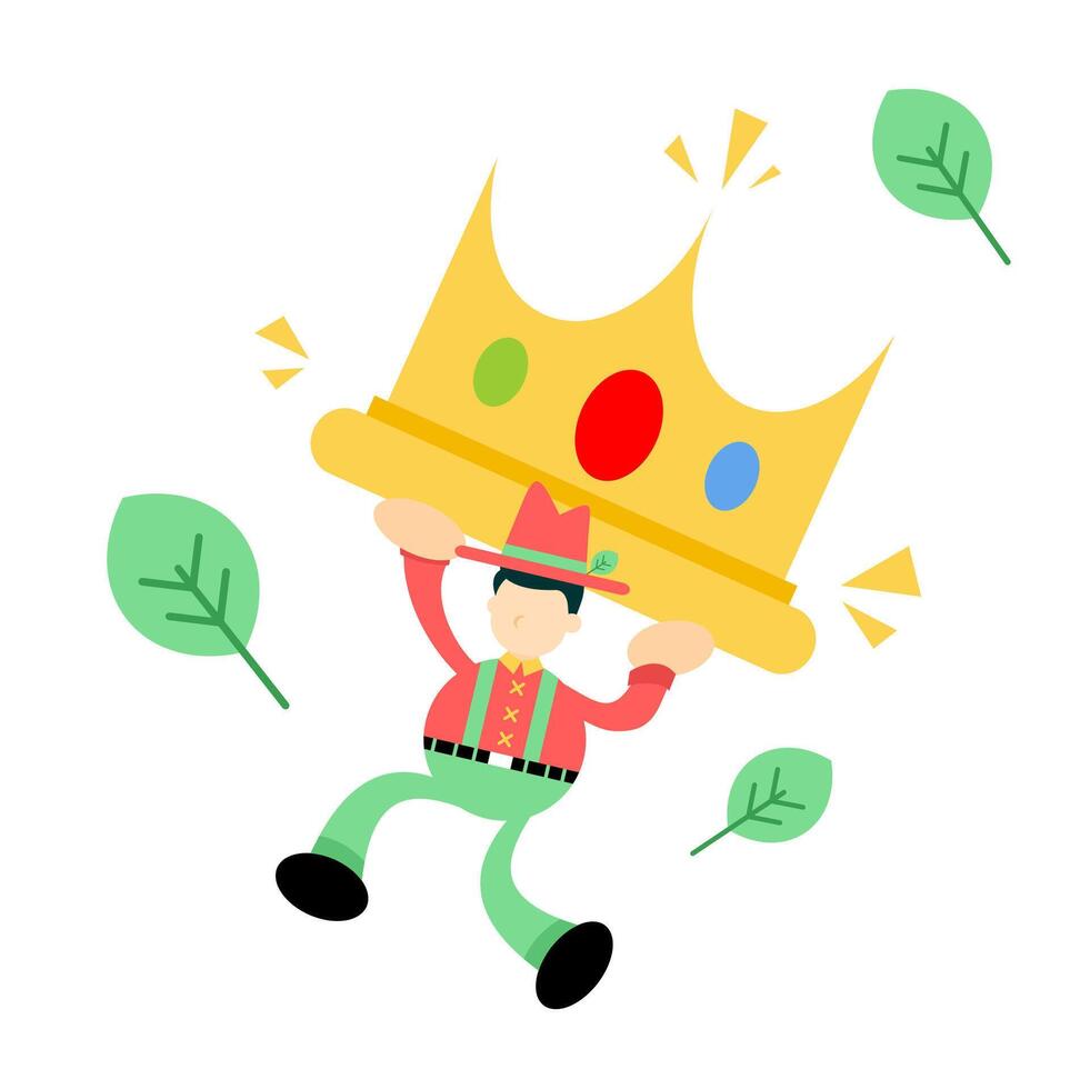A cartoon man carrying a crown vector