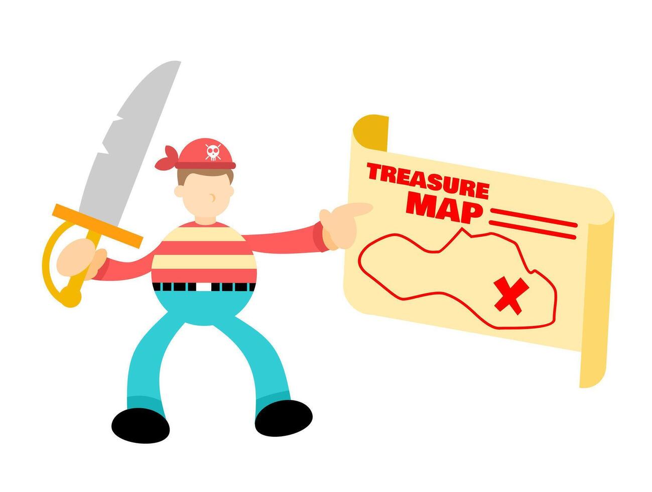 A cartoon pirate holding a treasure map vector