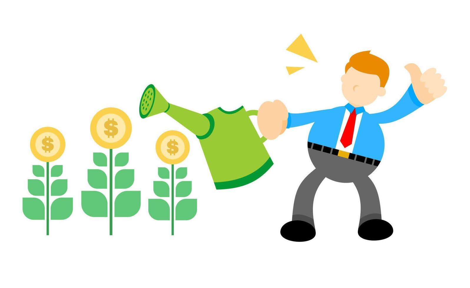 Businessman watering plants with money vector