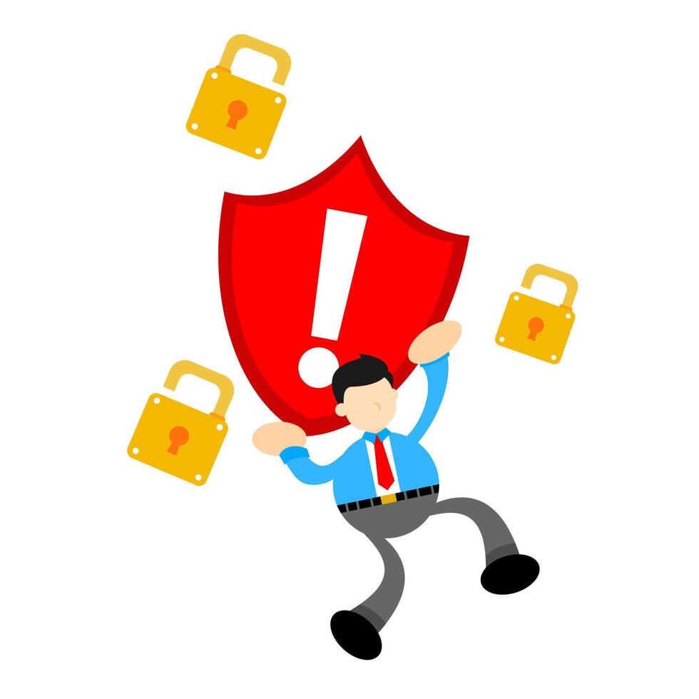 Businessman with shield and padlock vector