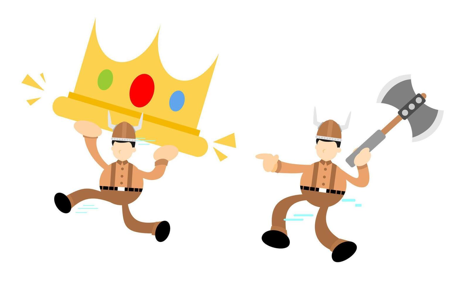 Two cartoon men carrying a large crown vector