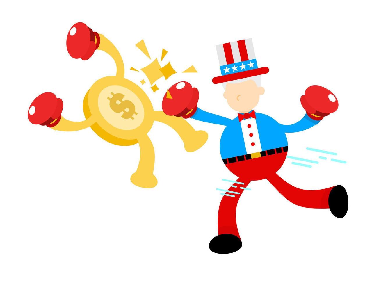 A cartoon man in a hat and red shirt is punching a coin vector