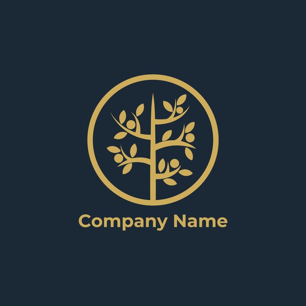 Gold tree growth logo design, Luxury modern design inspiration vector