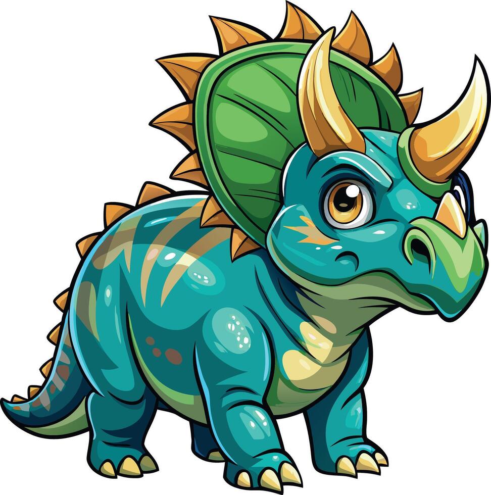 Cartoon triceratops dinosaur illustration vector