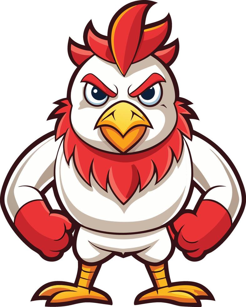 Angry chicken cartoon character design vector