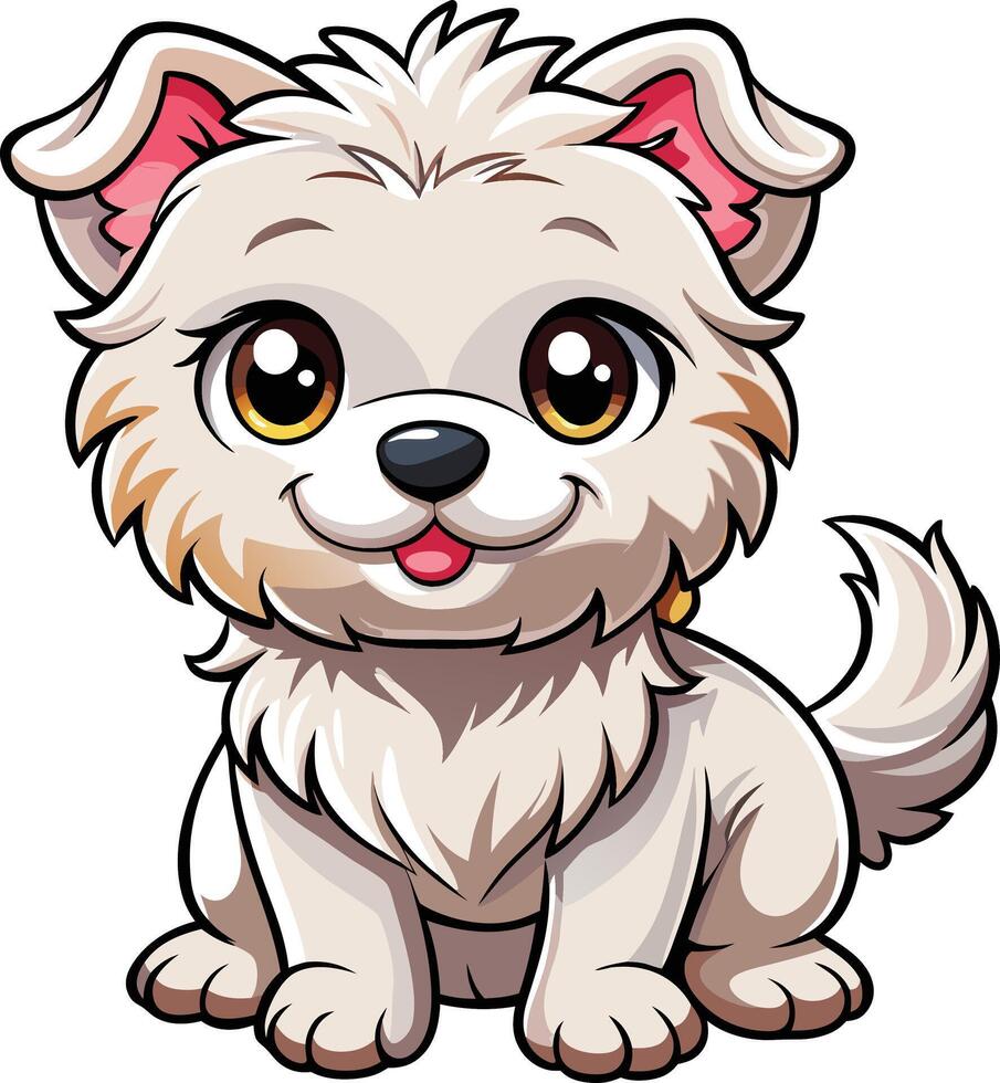 A cute white dog with big eyes and a big nose vector