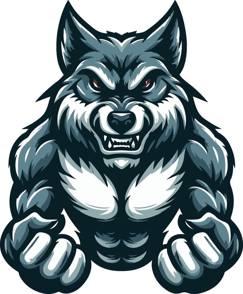 A wolf mascot with claws and fangs vector
