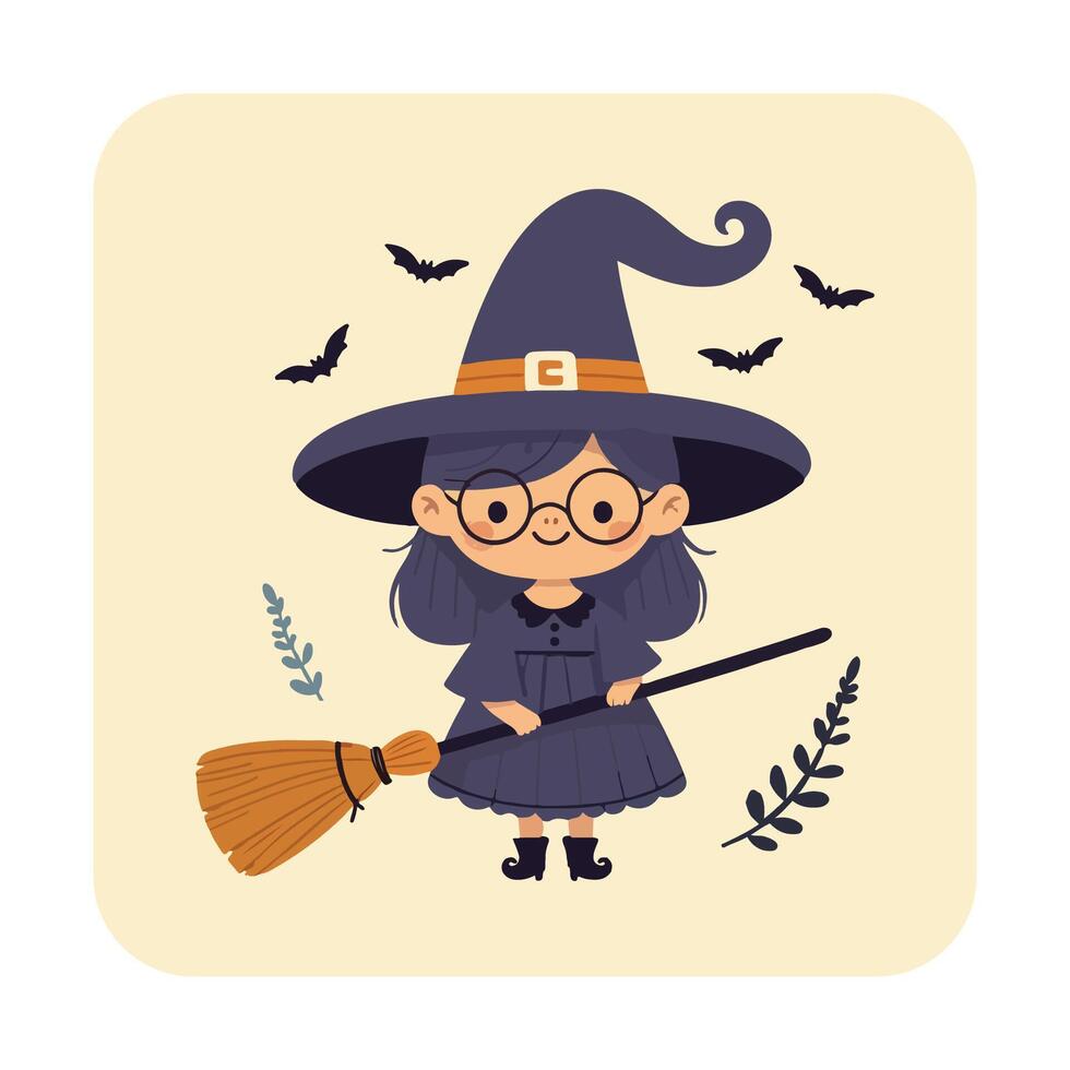 Cute Witch with a Pointed Hat 4 vector