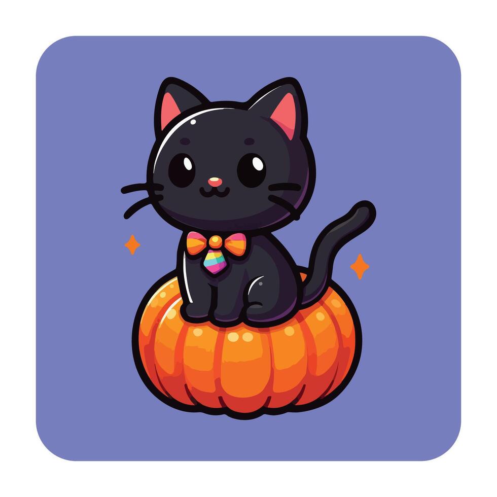 Smiling Black Cat with a Bow Tie 2 vector