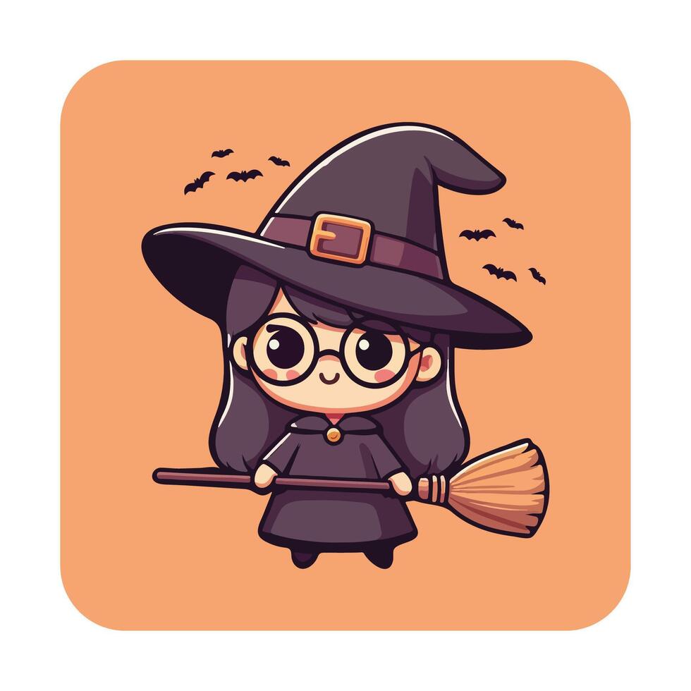 Cute Witch with a Pointed Hat 2 vector