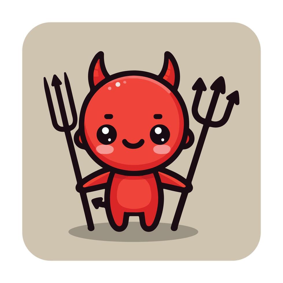 Cute Devil with a Pitchfork 2 vector