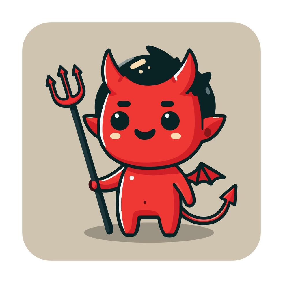 Cute Devil with a Pitchfork 3 vector