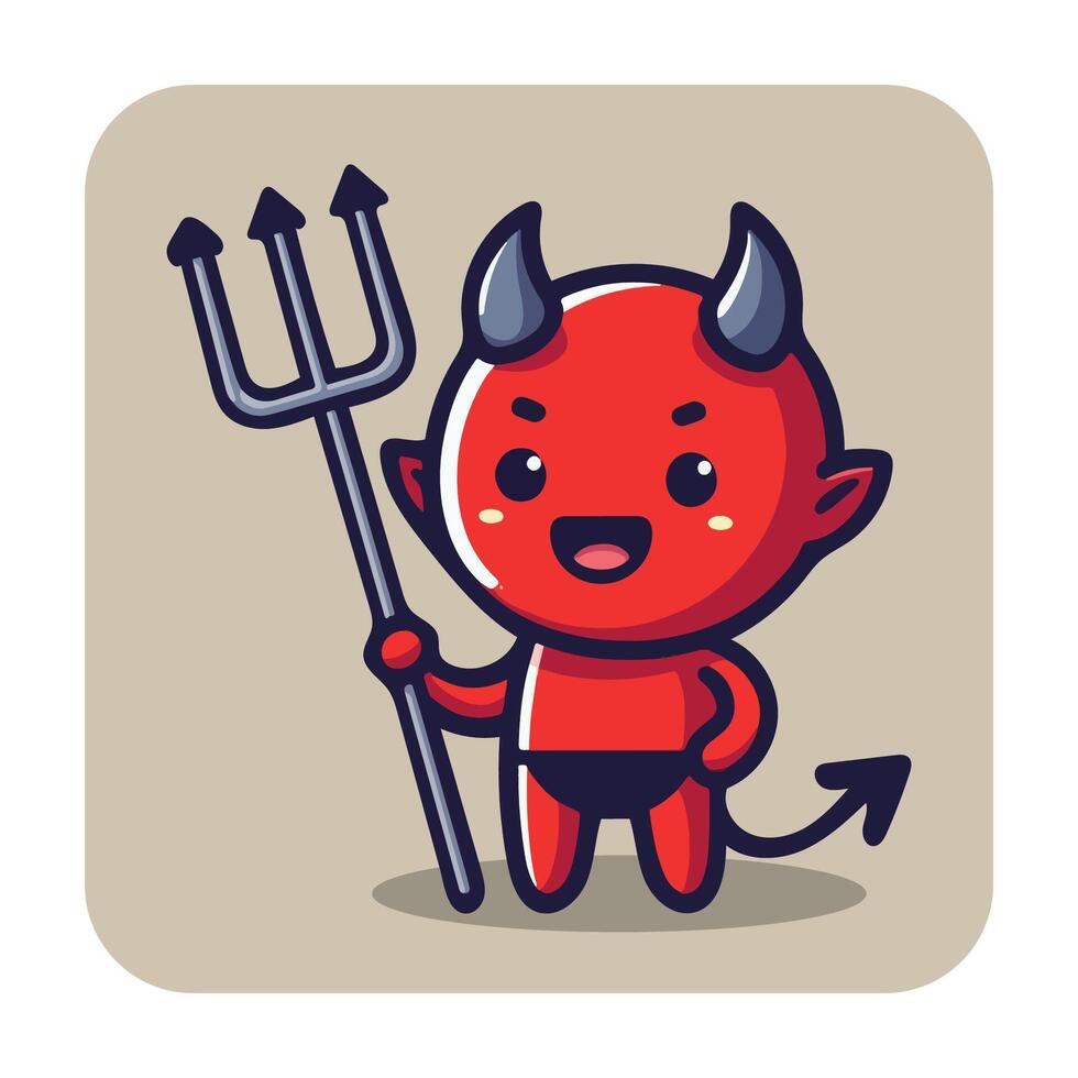 Cute Devil with a Pitchfork 4 vector